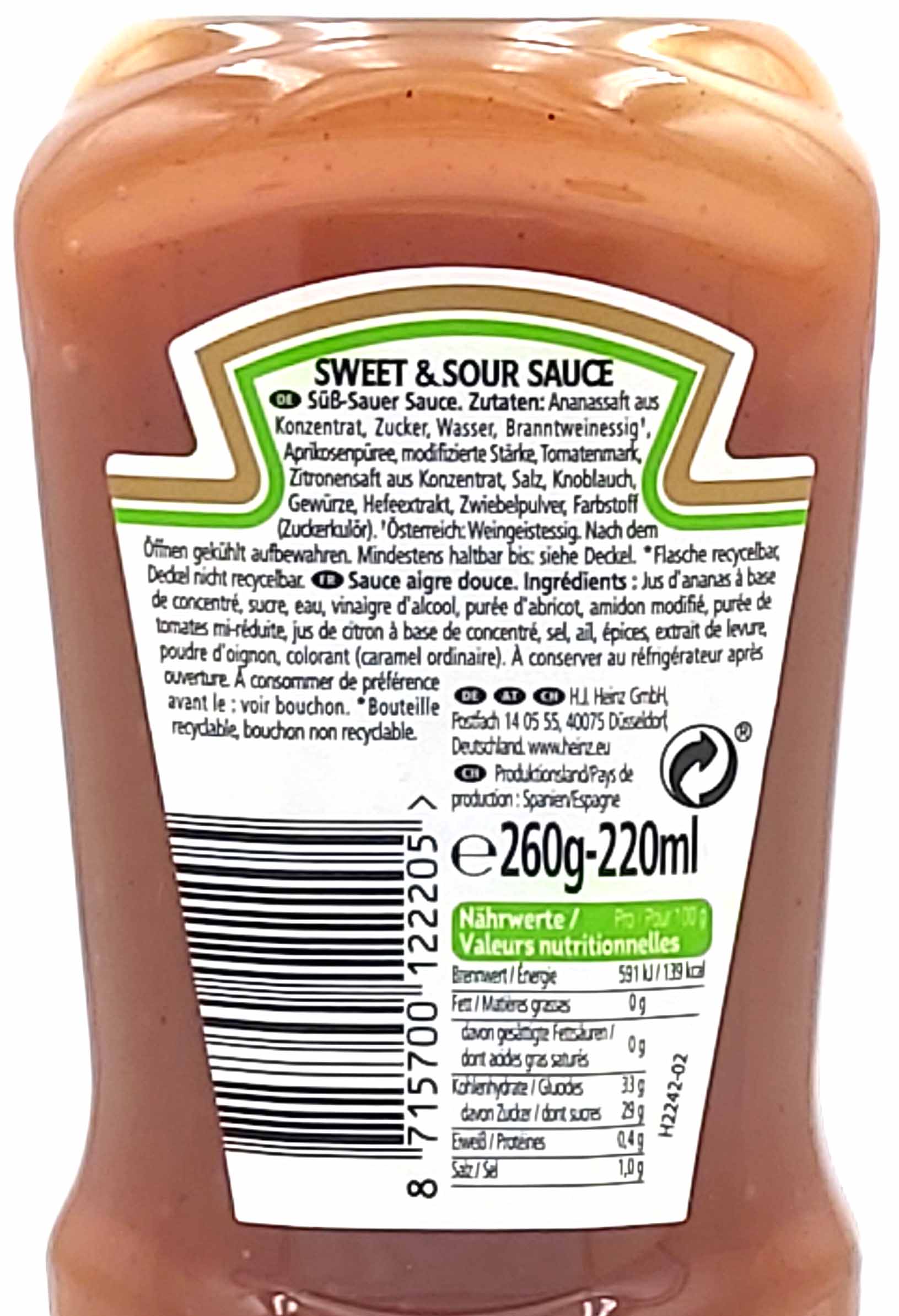 Heinz Sweet & Sour Sauce 220ml - 260g MHD:30.5.25