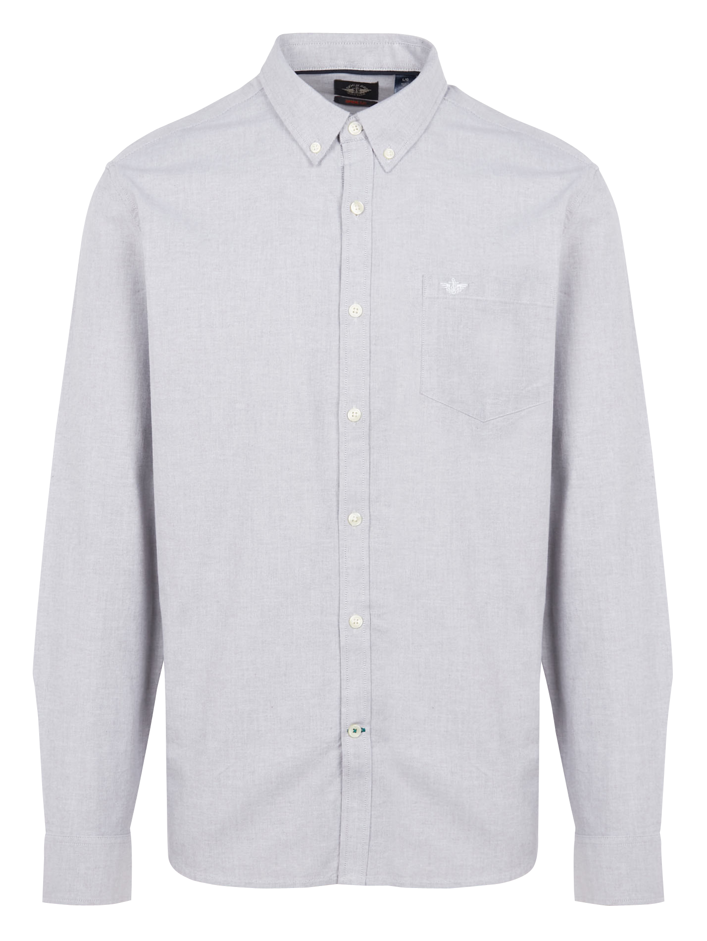 Chemise col américain regular fit en coton mélangé | Gris