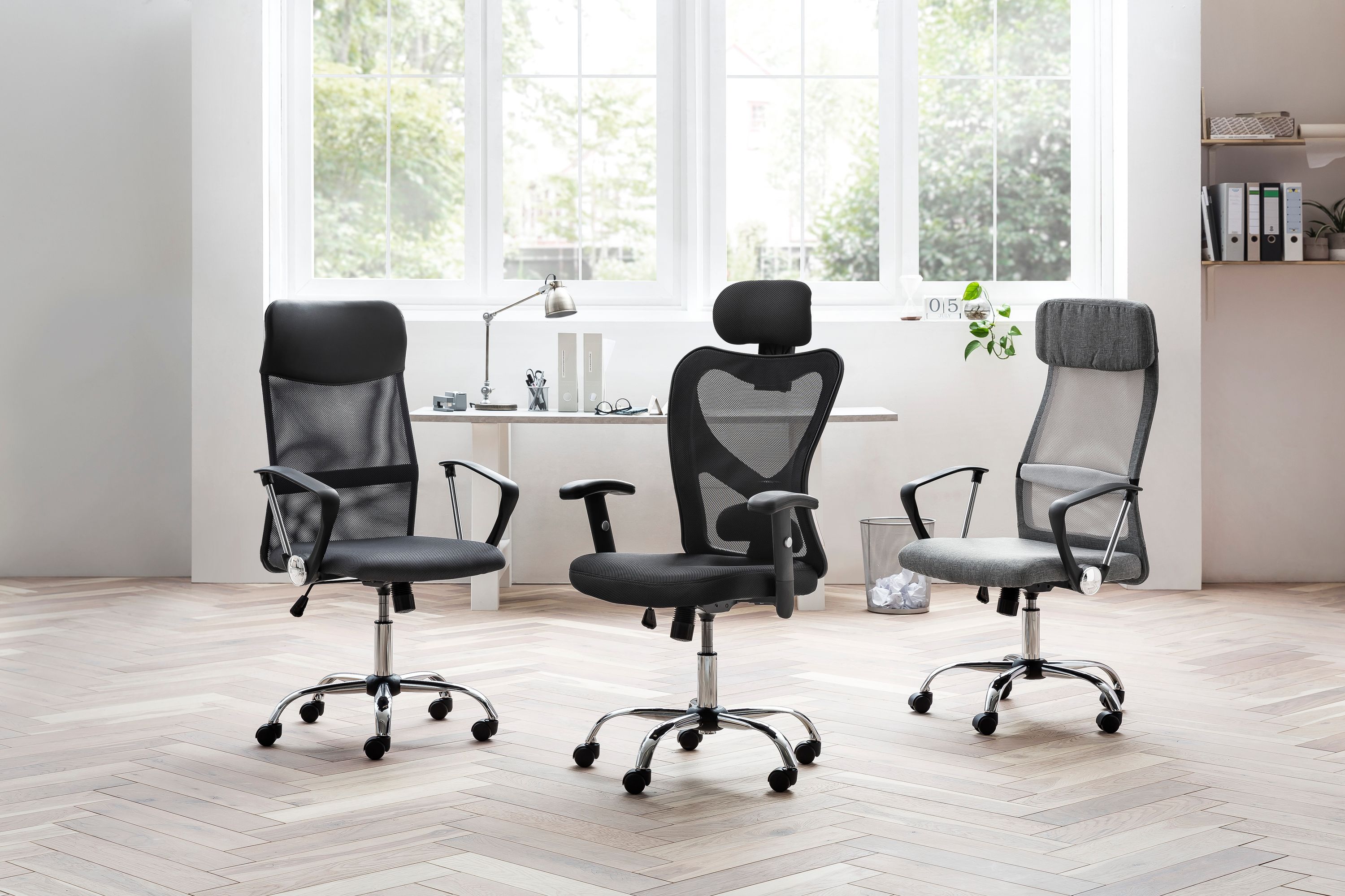 Bürostuhl schwarz Mesh Schreibtischstuhl Drehstuhl Bürosessel Chefsessel