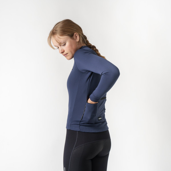 GripGrab EXPLR Merinotech Thermal langærmet cykeltrøje Navy Blue dame