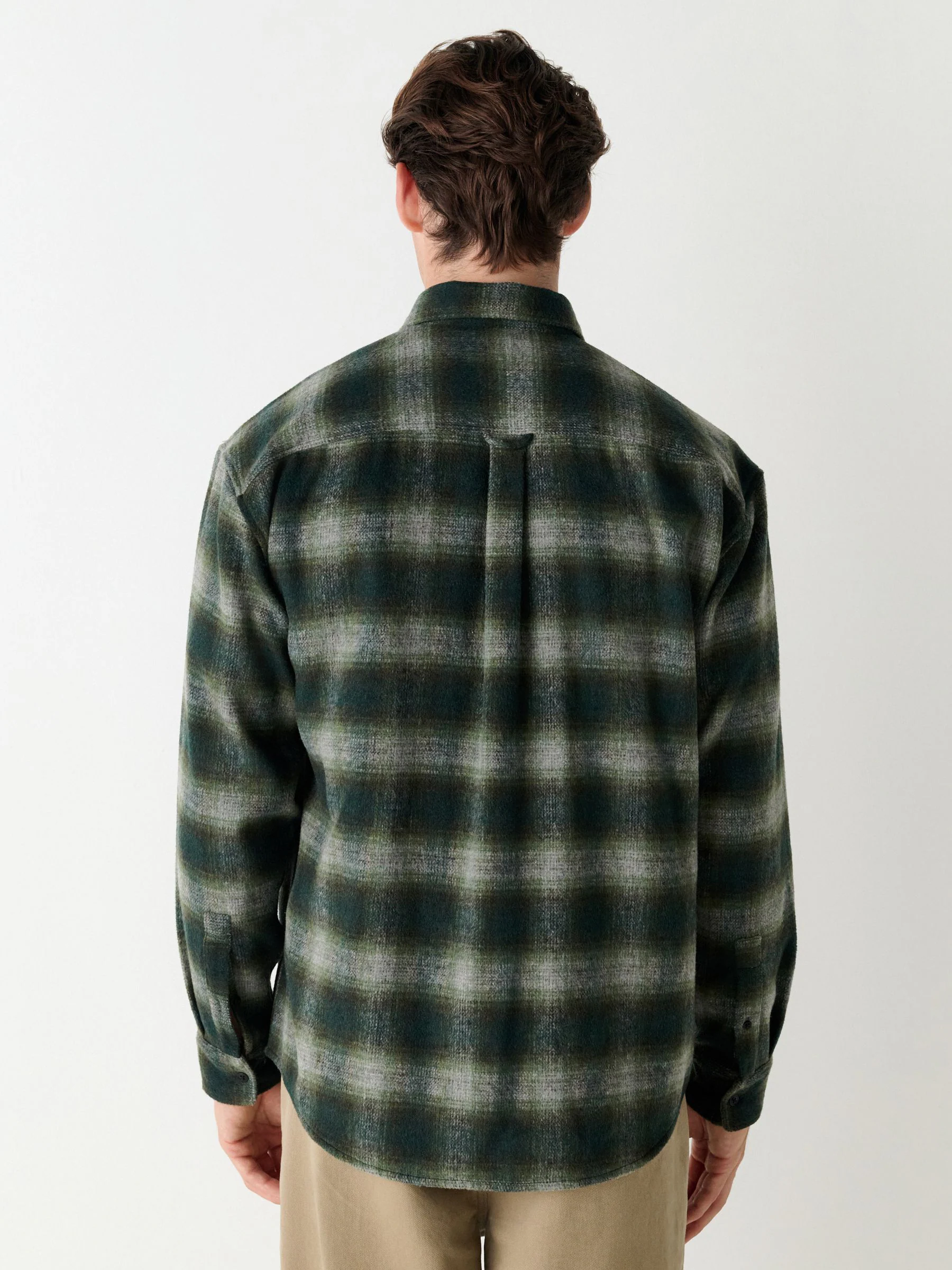 Groen - Twin Pocket Long Sleeve Check Overshirt