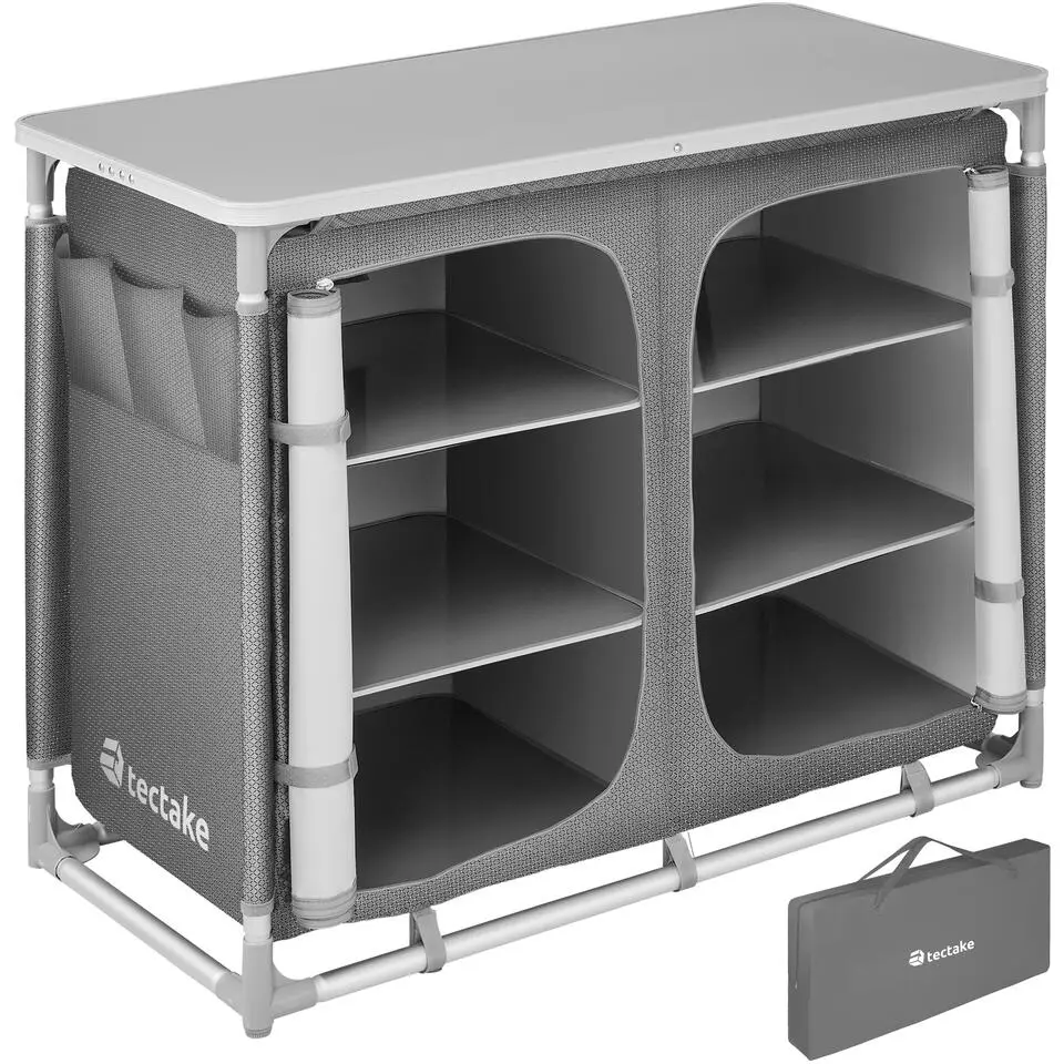 tectake - Campingkeuken 97x47,5x78cm, Grijs