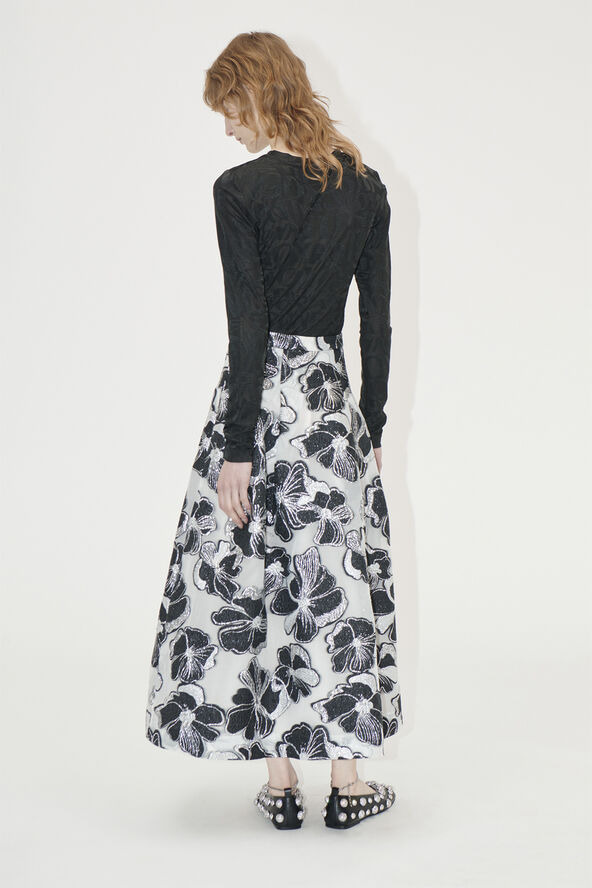 Stine Goya Voluminous Midi Skirt, 1608 Organza Jacquard Anemone jacquard