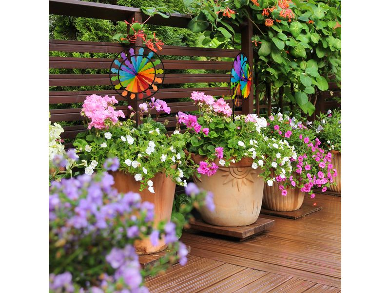 relaxdays Windrad Regenbogen 2er Set 86 cm Regenbogenrad