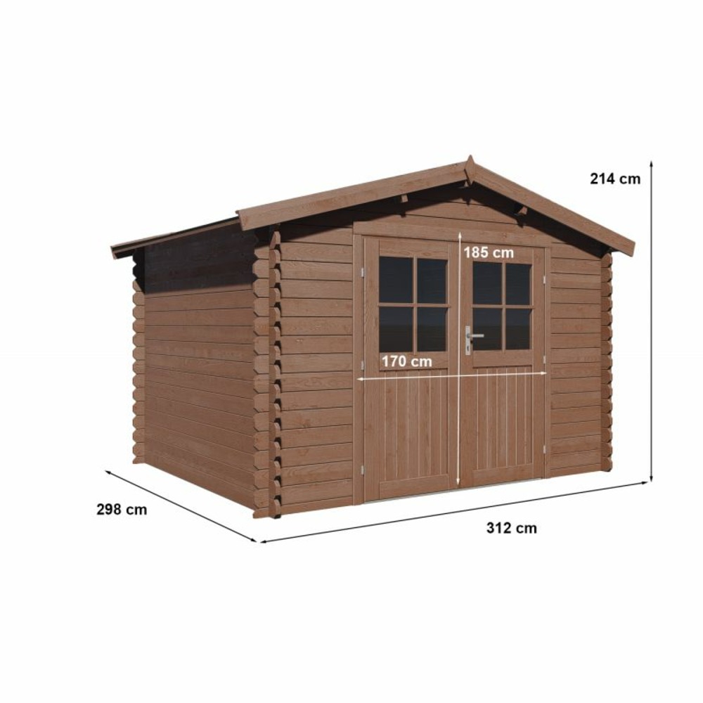 Abri de jardin megeve de 9,3 m² en bois de pin ép. 28 mm traité autoclave