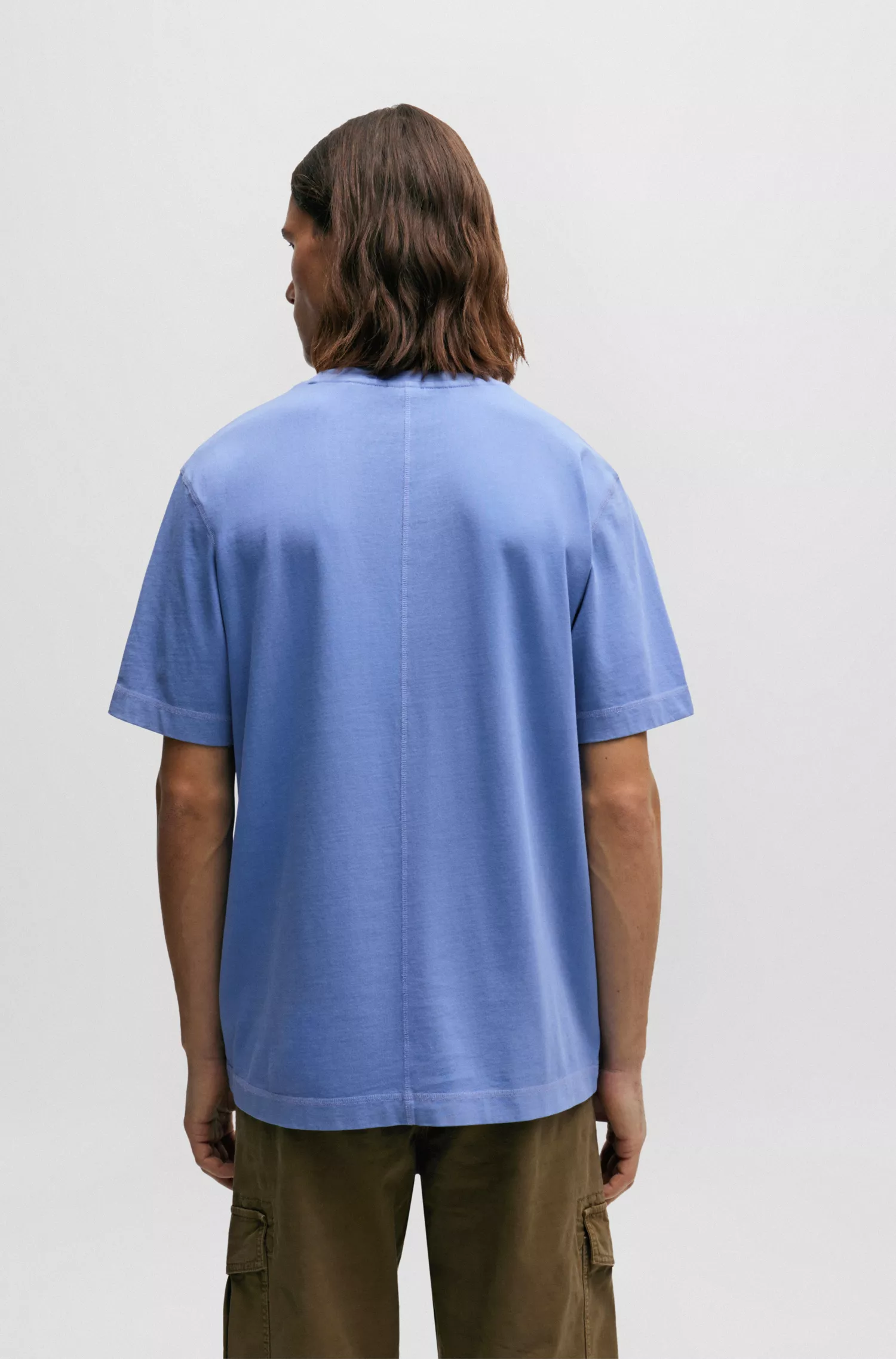 Camiseta BOSS laranja, tingida em peça, em algodão com detalhe do logotipo.