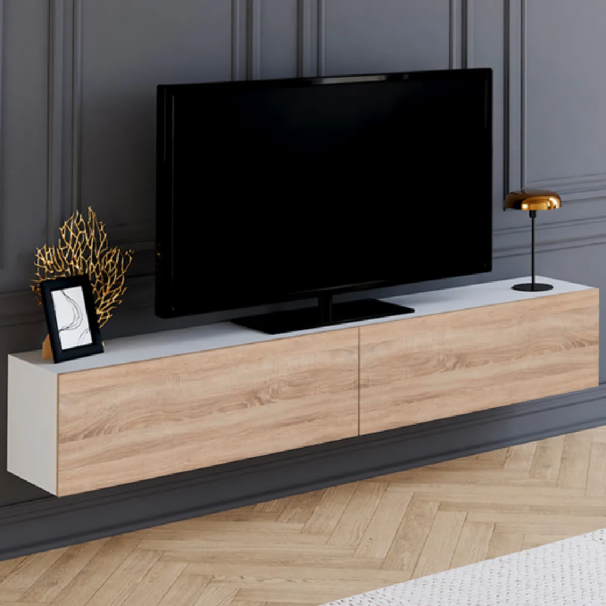 Idmarket MARKET ELIO 2p - Blanc et bois