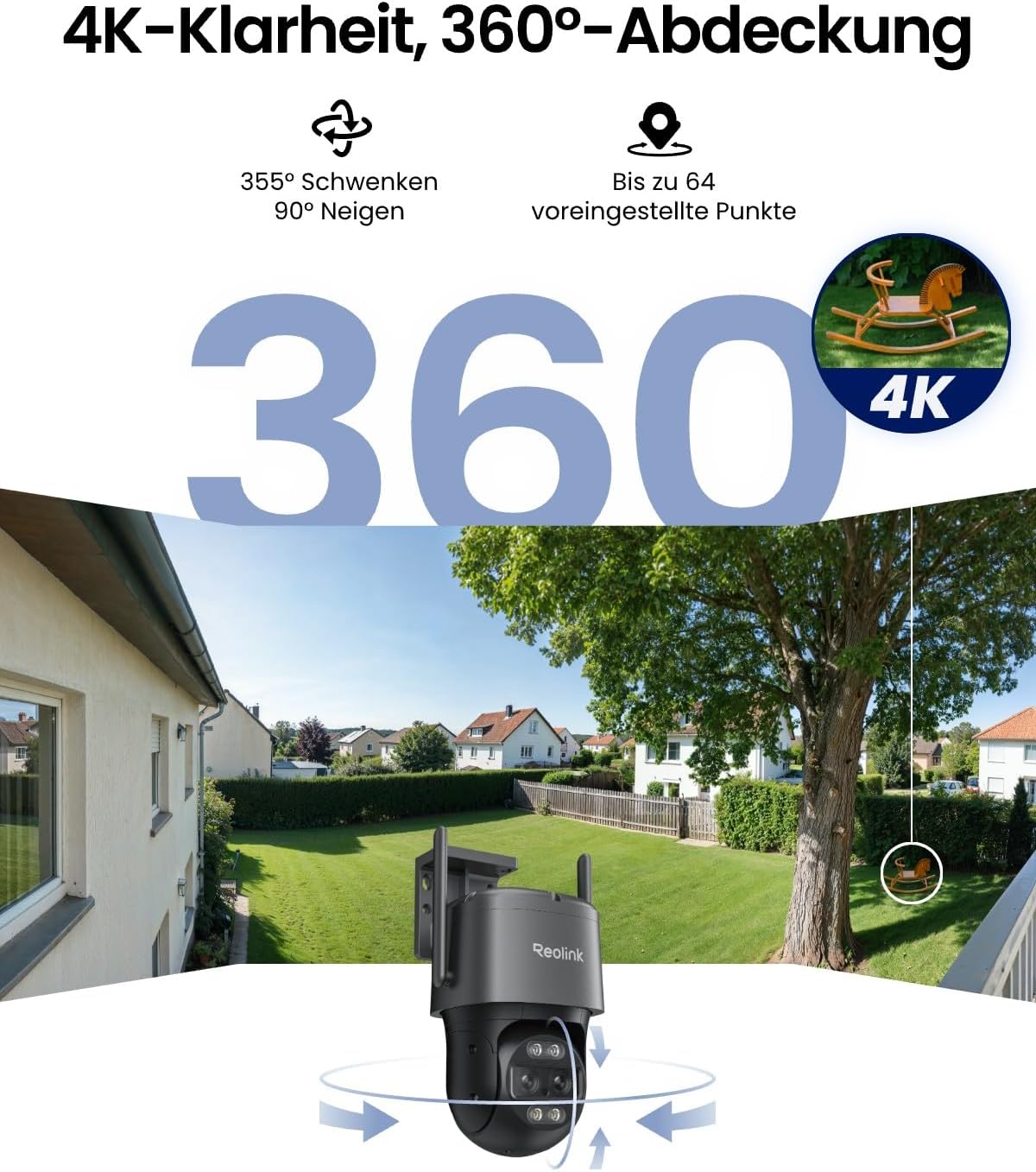 Reolink 4K 8MP Wi-Fi 6 PTZ Überwachungskamera Aussen WLAN mit Auto-Tracking-Zoom, Dual-Objektiv, Dual-Ansicht, WLAN Kamera Outdoor mit Smart-Erkennung, Farbnachtsicht, Außenkamera, TrackMix WiFi Grau