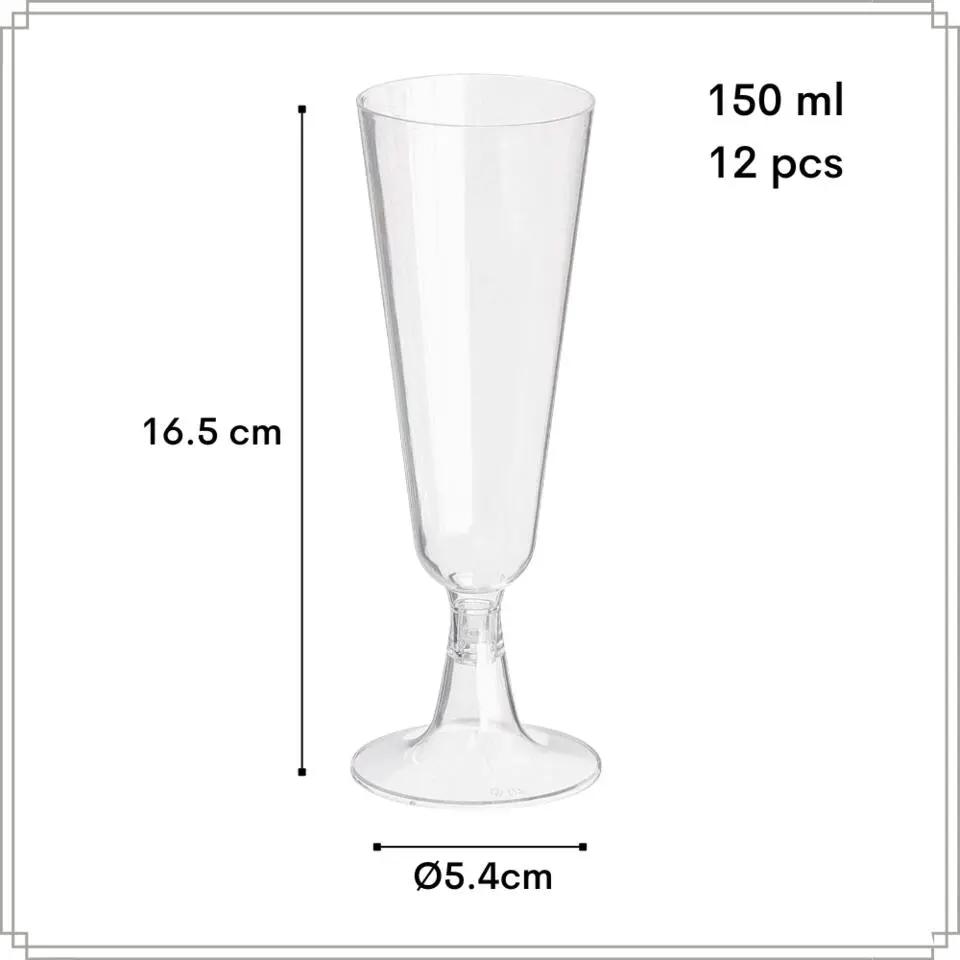 OTIX Kunststof Champagne Glazen Herbruikbaar 12 stuks 150ml Transparant