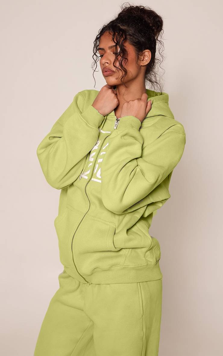 Lime Green Sweat À Casynthétiqueche Zippé En Molleton De Coton Sports Club