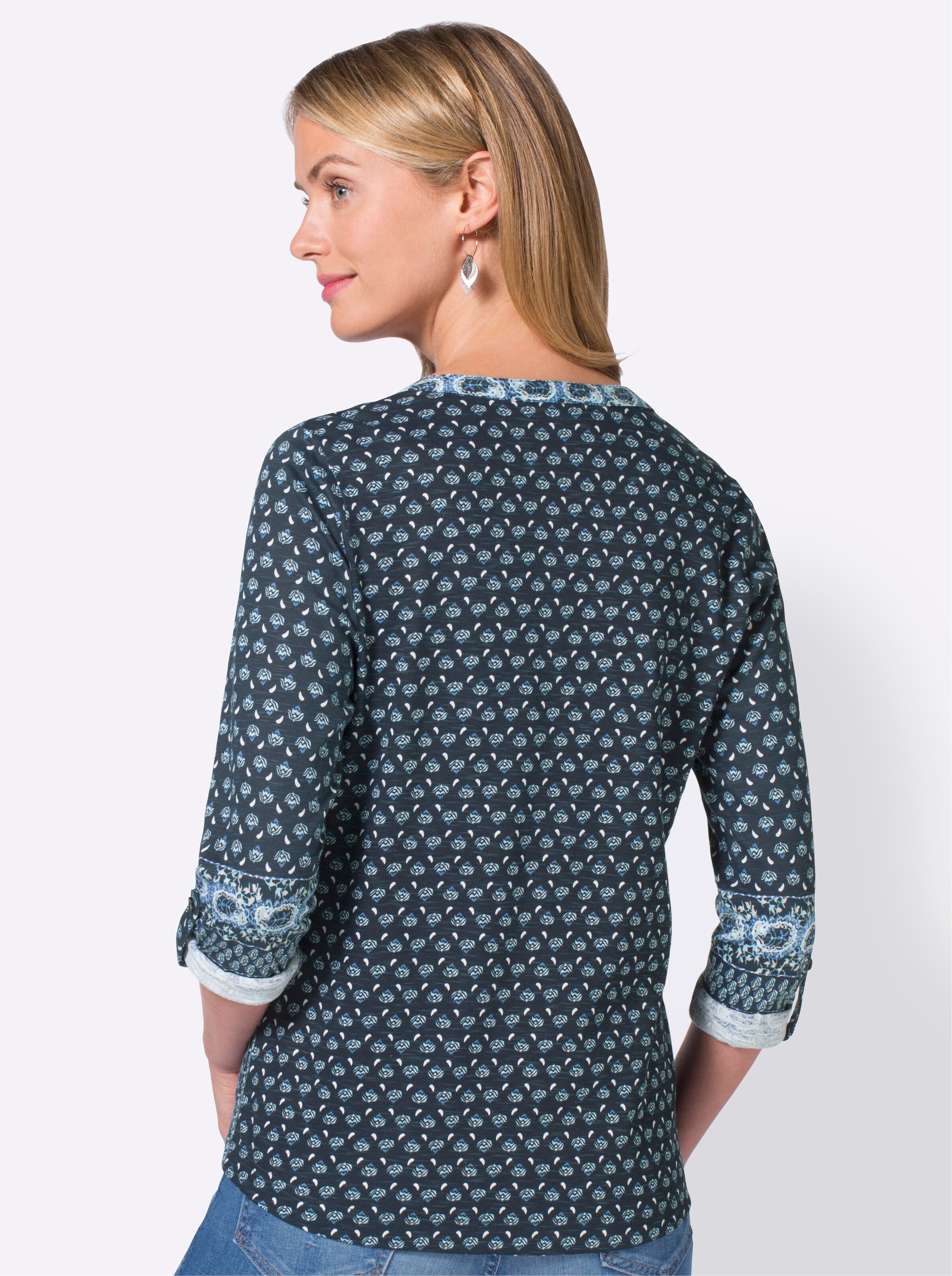 Print-Shirt in marine-bleu-bedruckt