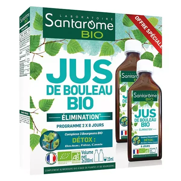 Suco de Bétula Orgânico Santarome - Drena e Desintoxica - Pacote com 2 x 200ml