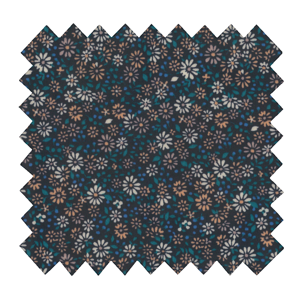 Tissu Enduit Au Mètre Paquerette Marine