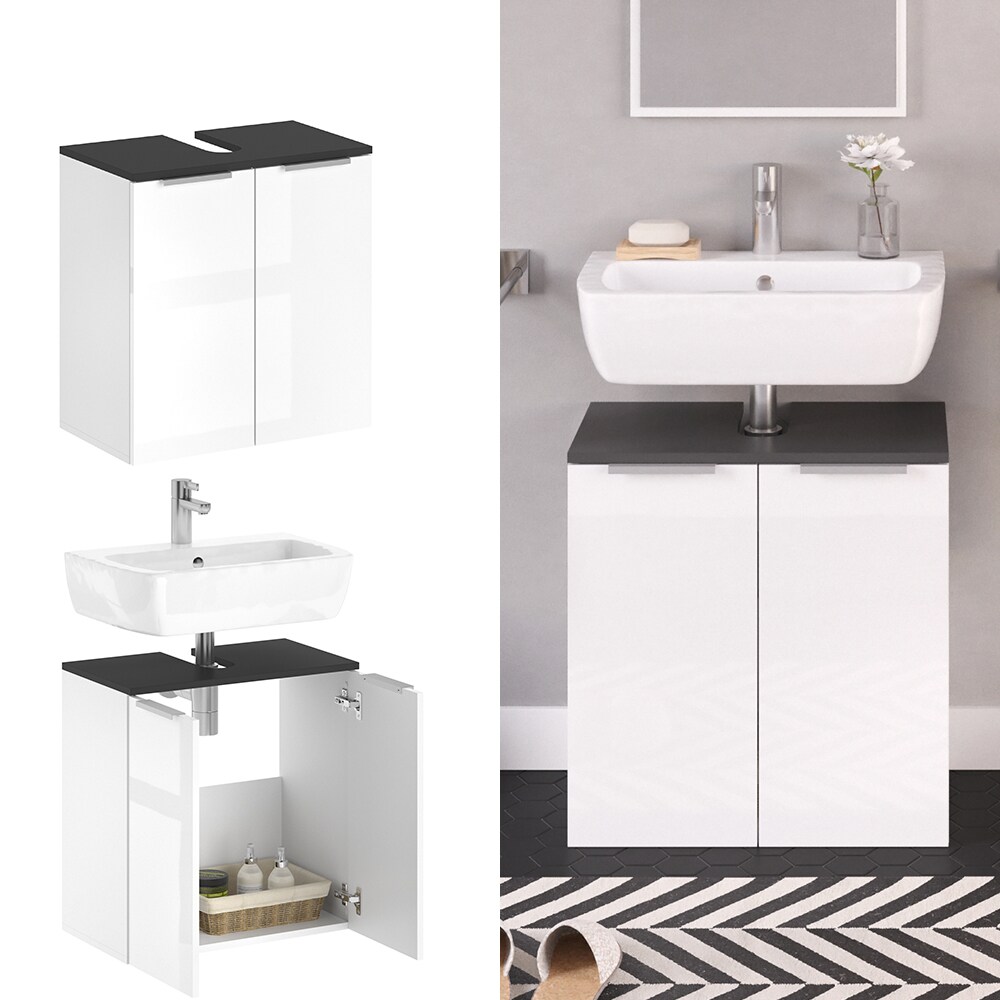 VICCO Waschtischunterschrank OTIS Weiß - Badezimmerschrank Hochschrank Regal Badregal Bad