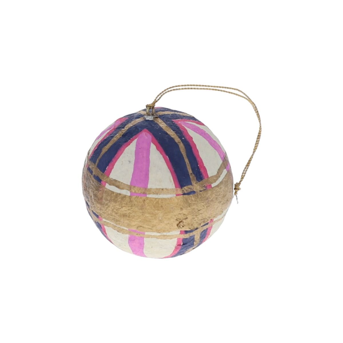 Boule de Noël graphique rose et doré Pondie Chérie