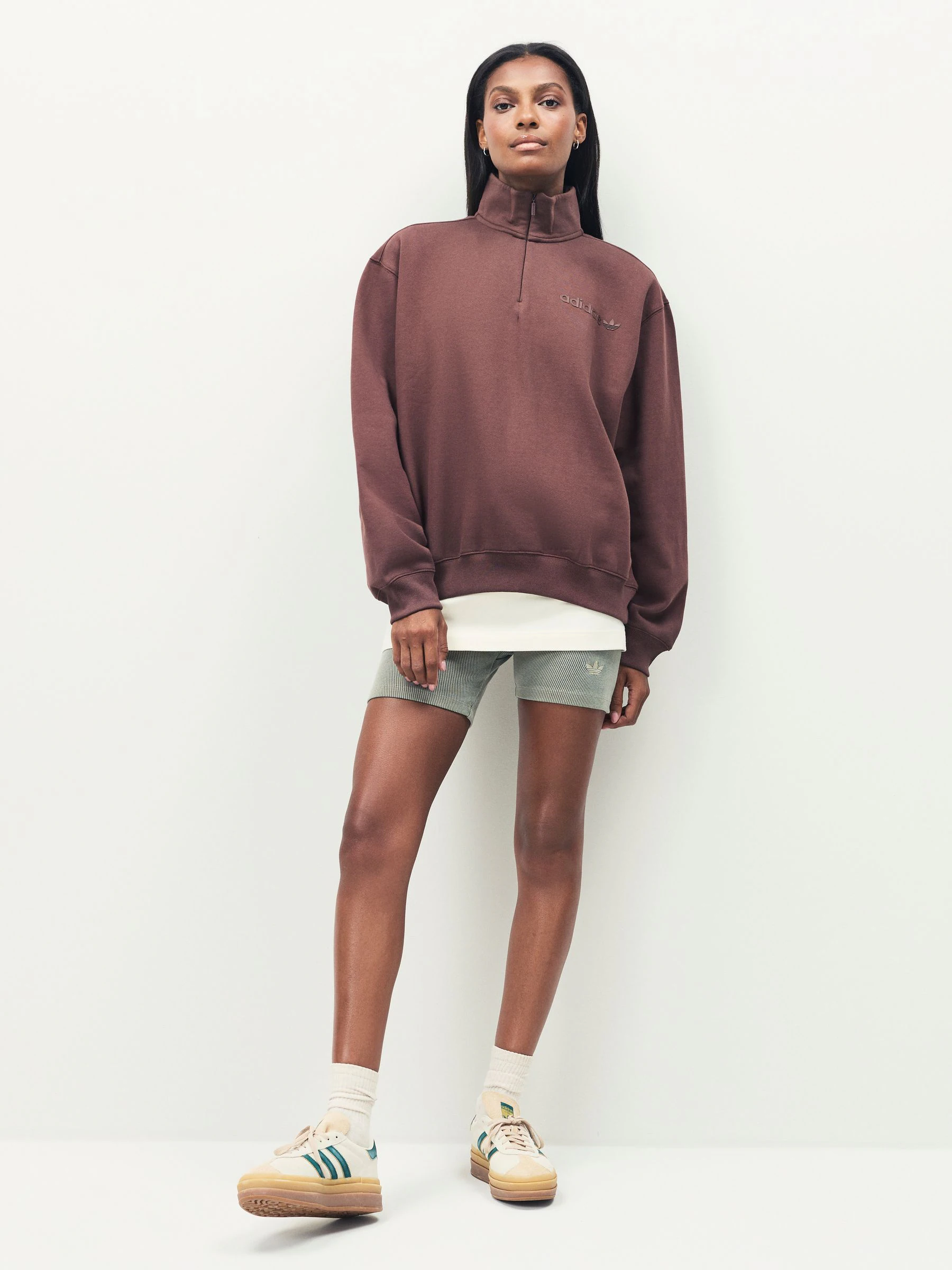 Bruin - adidas Originals Essentials Linear Oversized Quarter Zip Sweatshirt