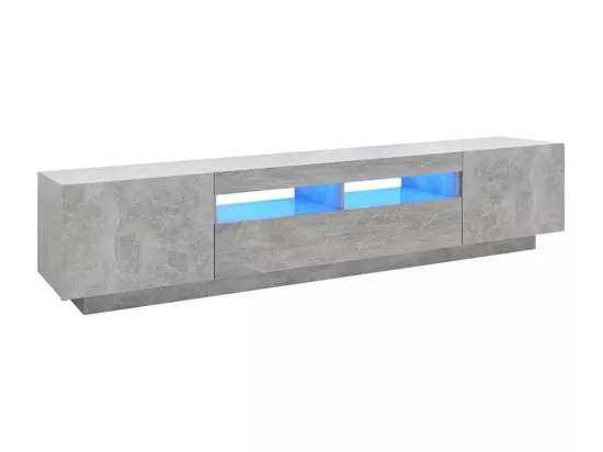Meuble TV avec lumières LED Gris béton 200x35x40 cm