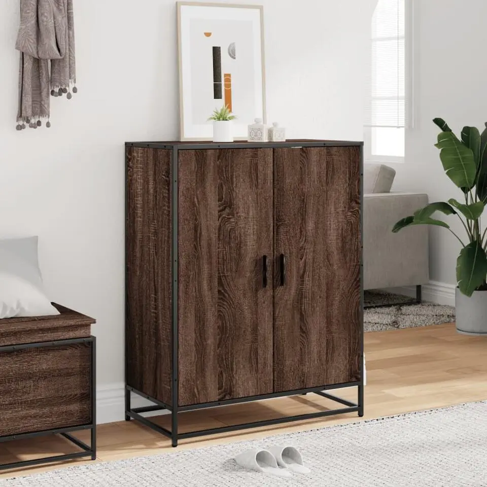 vidaXL - Schoenenkast met metalen poten 10 paar - Bruin eiken - 75x38x97,5 cm