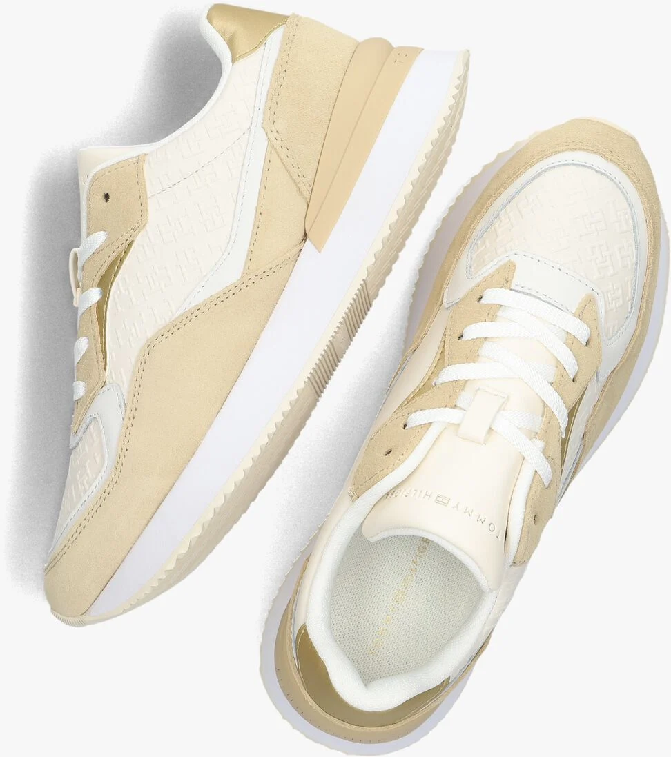 TOMMY HILFIGER beige tommy hilfiger lage sneakers lux monogram runner