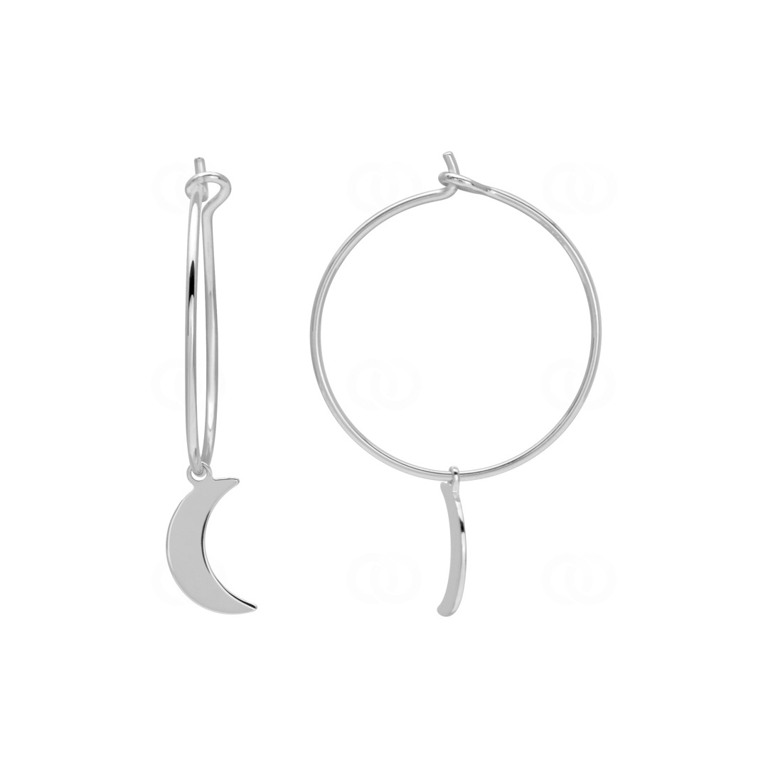 Ohrringe 925 Silber rhodiniert Mond Ø 20mm