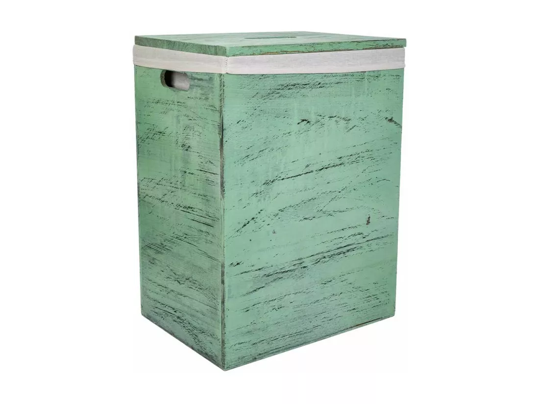 Ensemble de 2 paniers à linge en bois verts