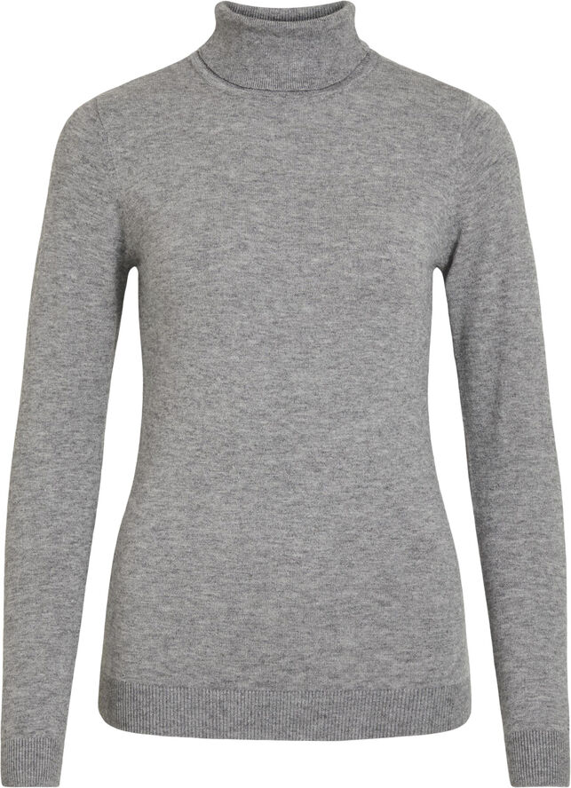 Object OBJTHESS L/S ROLLNECK KNIT PULLOVER Medium grey melange