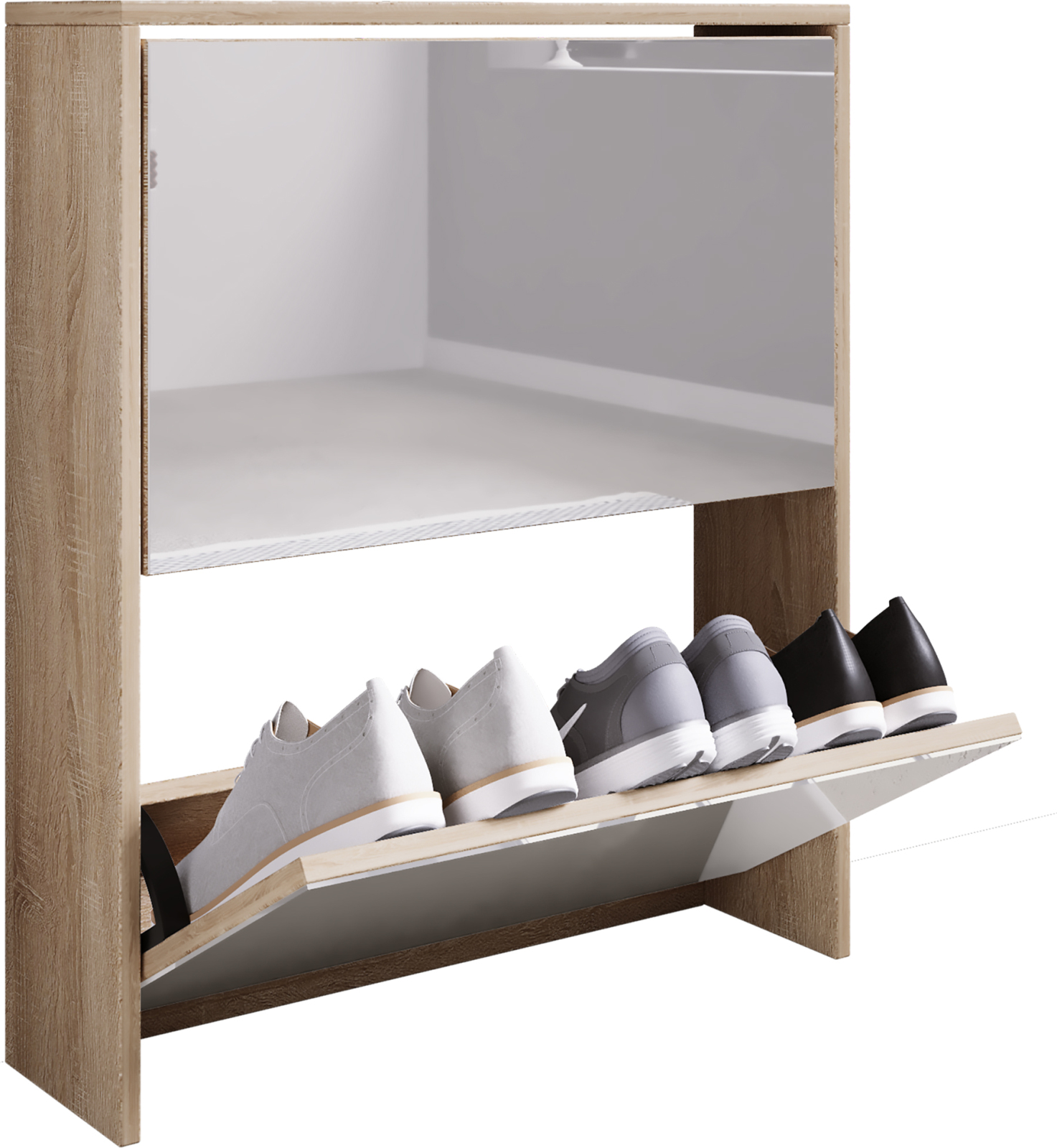 Schuhschrank STIDO L - Honig-Eiche - Frontspiegel - 63 cm