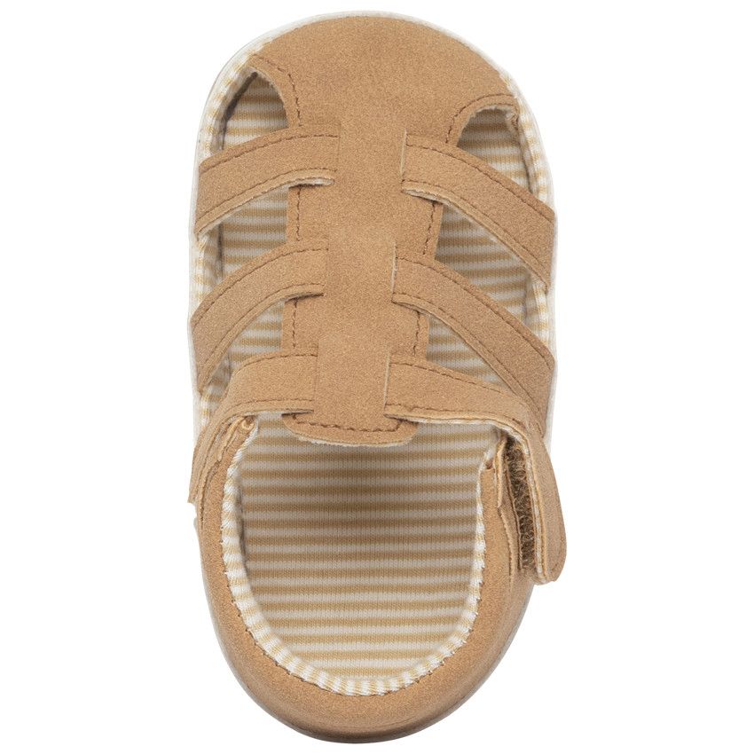 Nu-pieds velcro marron avec doublure à rayures - Marron