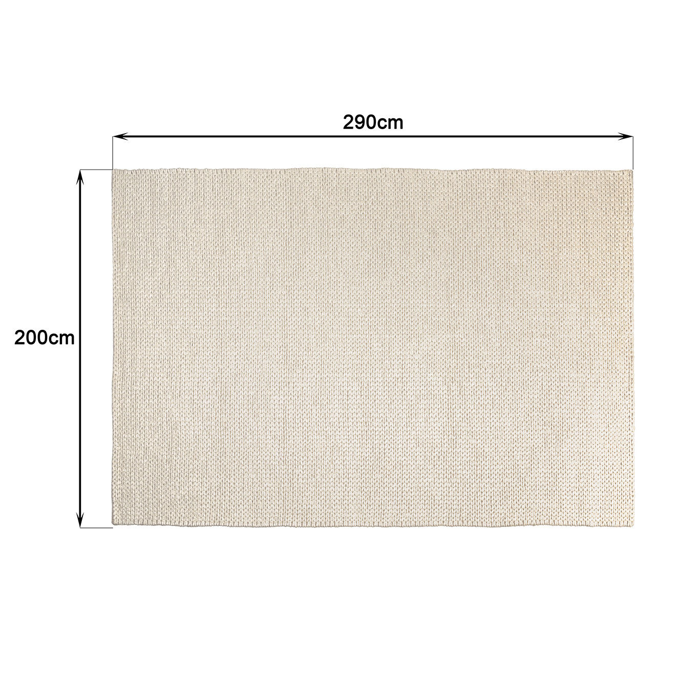 Macabane Tapis en Laine tissée Quentin écru - 290x200 cm