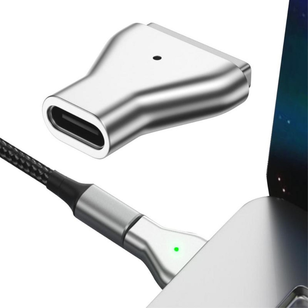 (5A/20V) MagSafe 2 auf USB C Lade Adapter mit Lichtindikator für MacBook Pro / Air - Silber