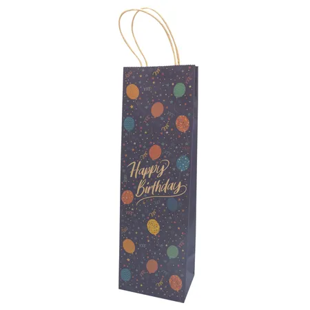 Idena Flaschentasche Motiv Happy Birthday 12x39x10cm FSC-Rec.