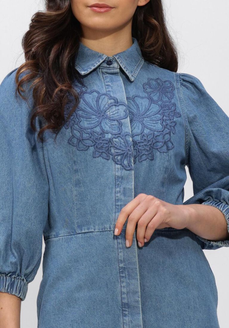 blauwe second female jurken cornelia denim tunic dress