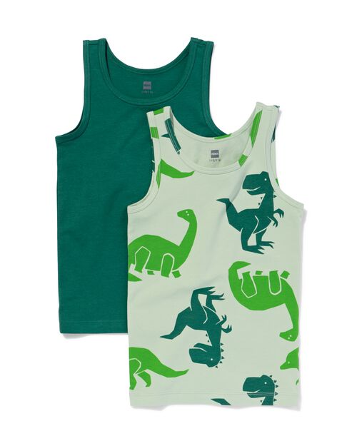 débardeur enfant dinosaure en coton extensible - 2 pièces vert