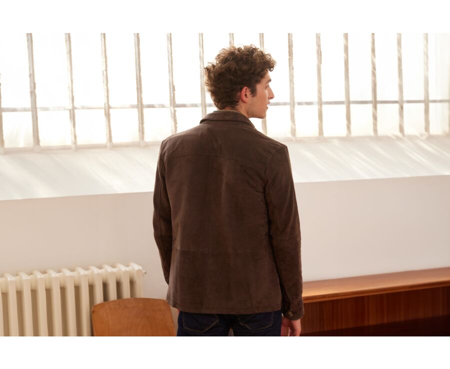 Veste cuir daim Brun - FAUSTIN