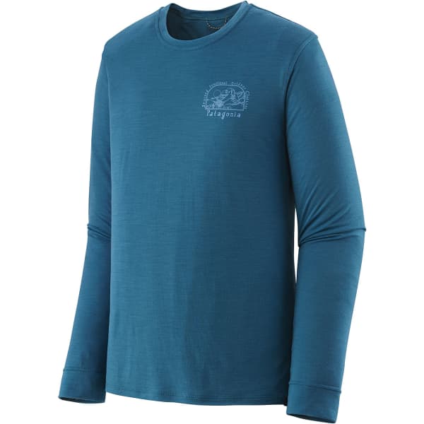 T-shirt randonnée PATAGONIA M'S L/S CAP COOL MERINO GRAPHIC SHIRT LOST AND FOUND/WAVY BLUE