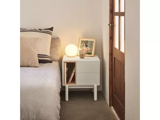 Corvo - Table de chevet en bois : Couleur - Blanc
