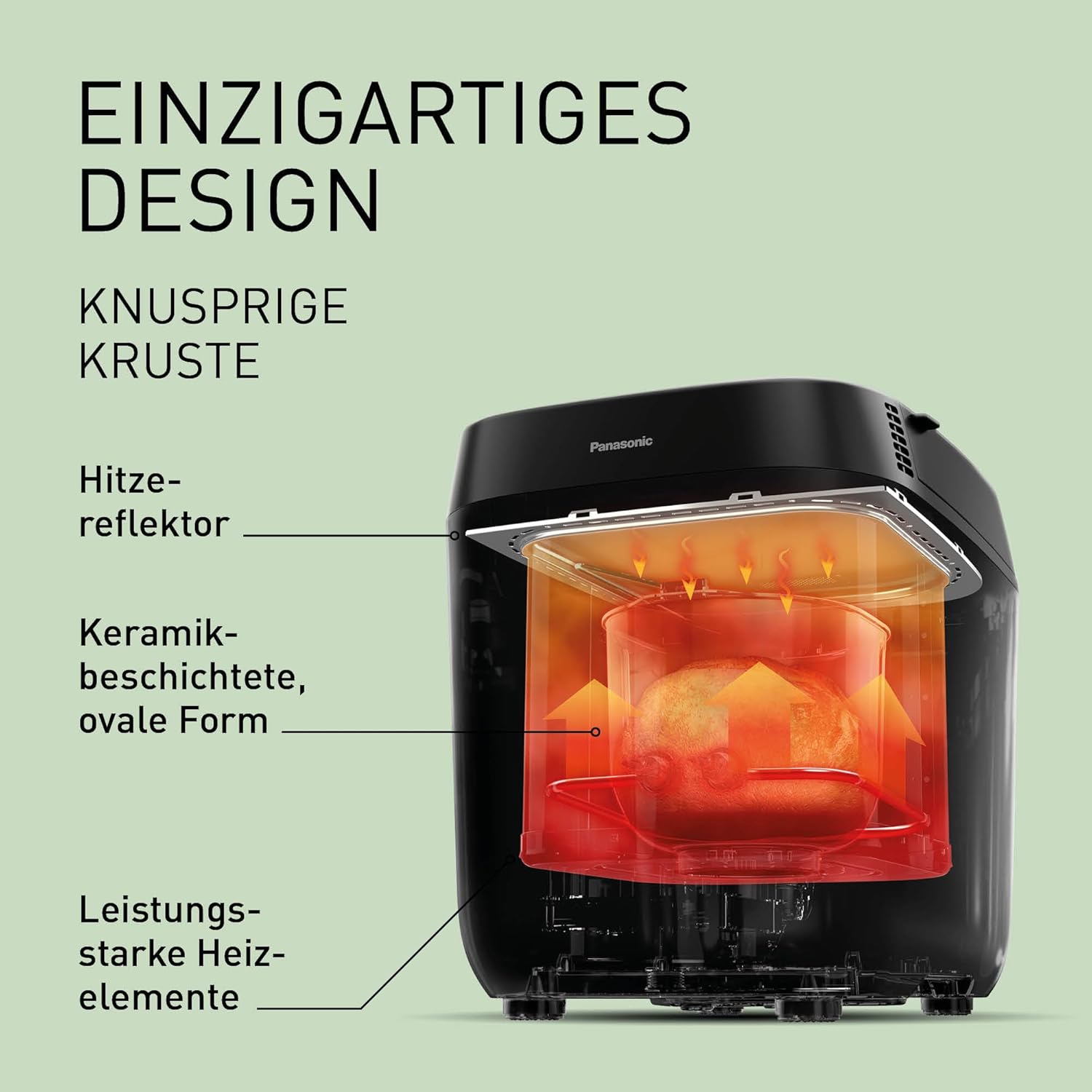 Panasonic Croustina Brotbackautomat SD-ZD2010 für Krustenbrot (18 Programme, Brotmaschine, glutenfrei, knuspriges Brot, Vollkorn-Krustenbrot), schwarz
