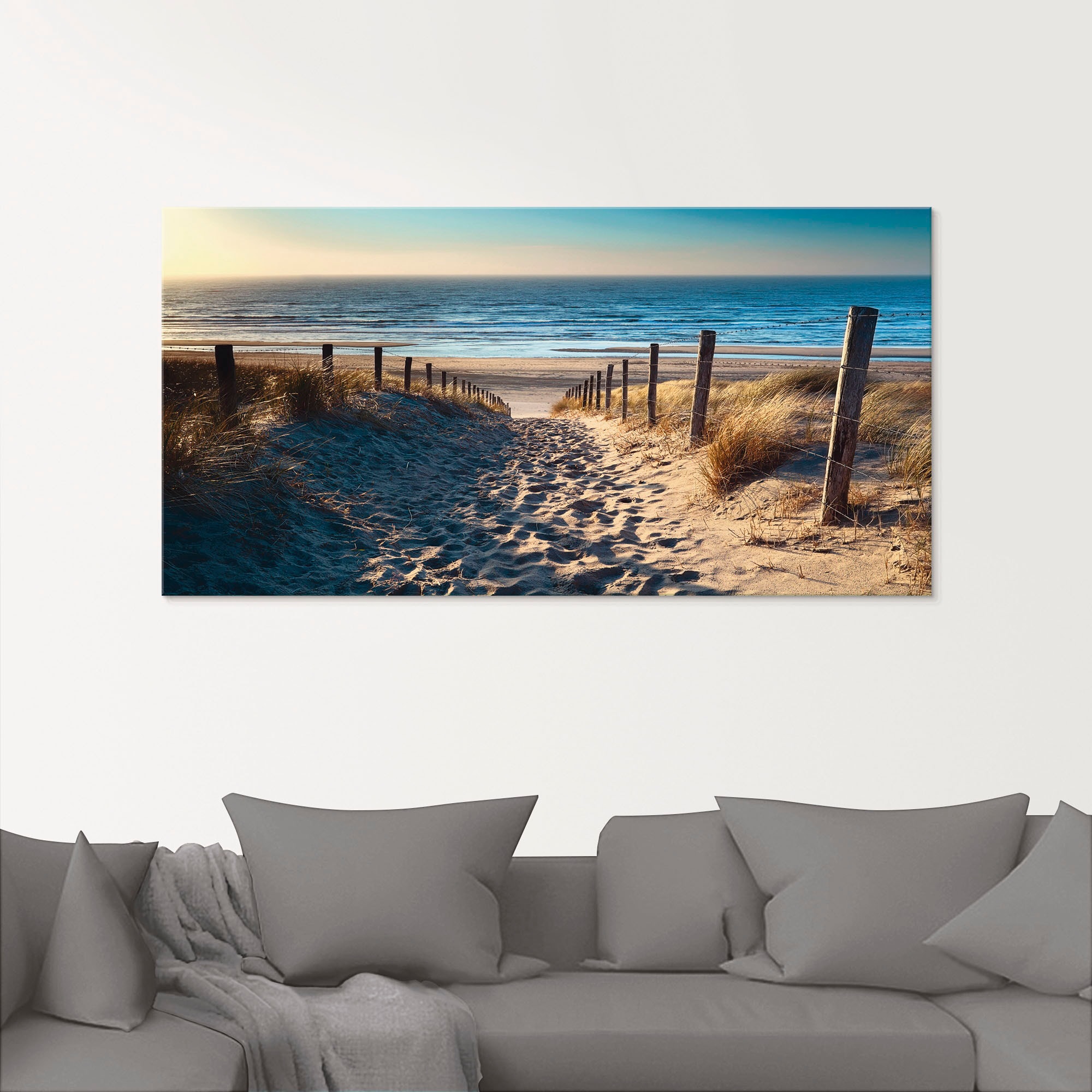 Artland Glasbild »Weg zum Nordseestrand Sonnenuntergang« Strand 1 Stk. tlg. in verschiedenen Grössen