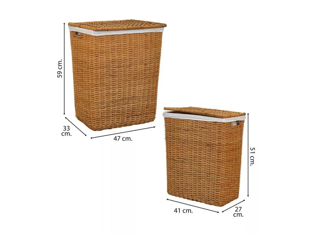 Ensemble de 2 paniers à linge en osier marron