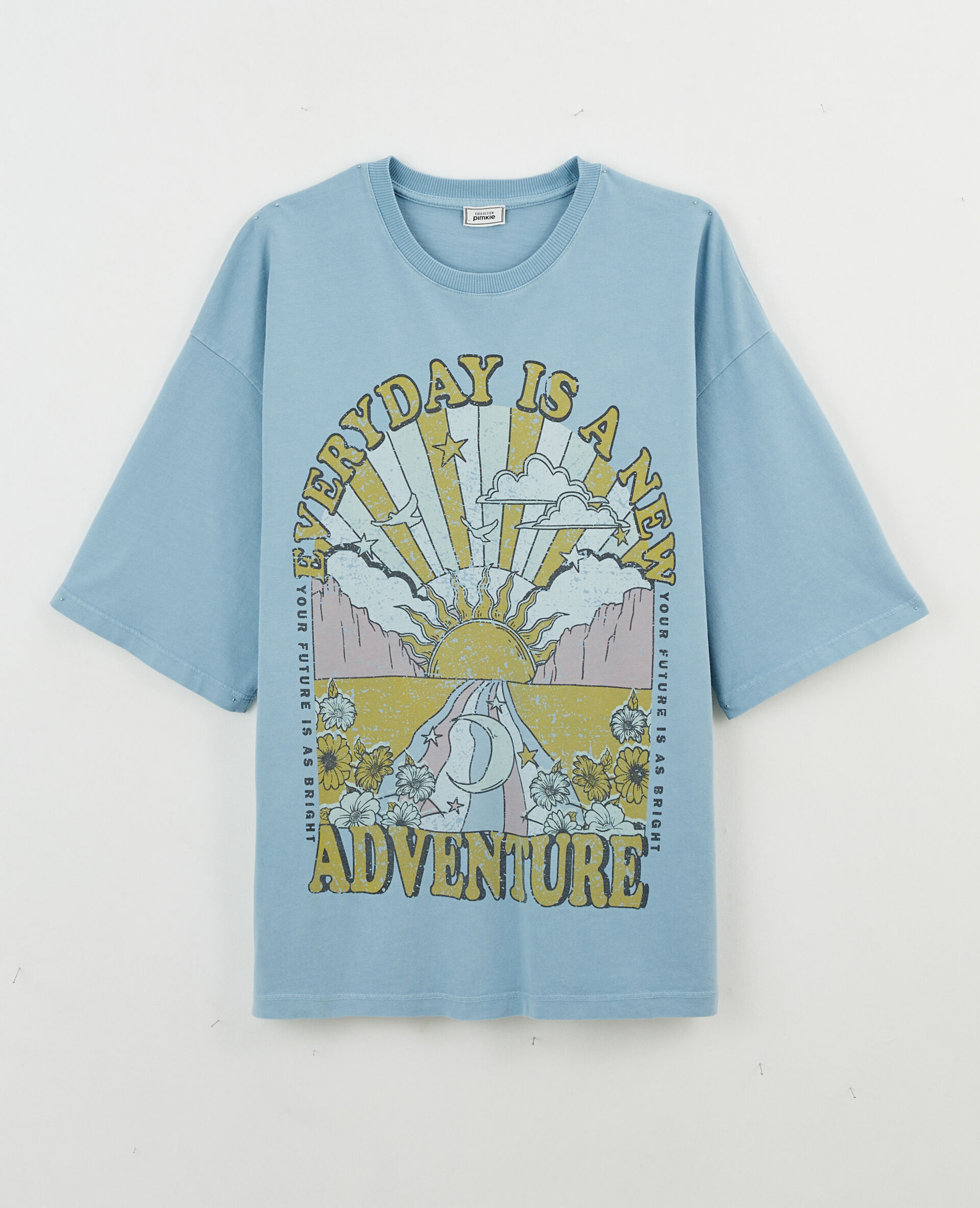 T-shirt oversize avec imprimé - Bleu