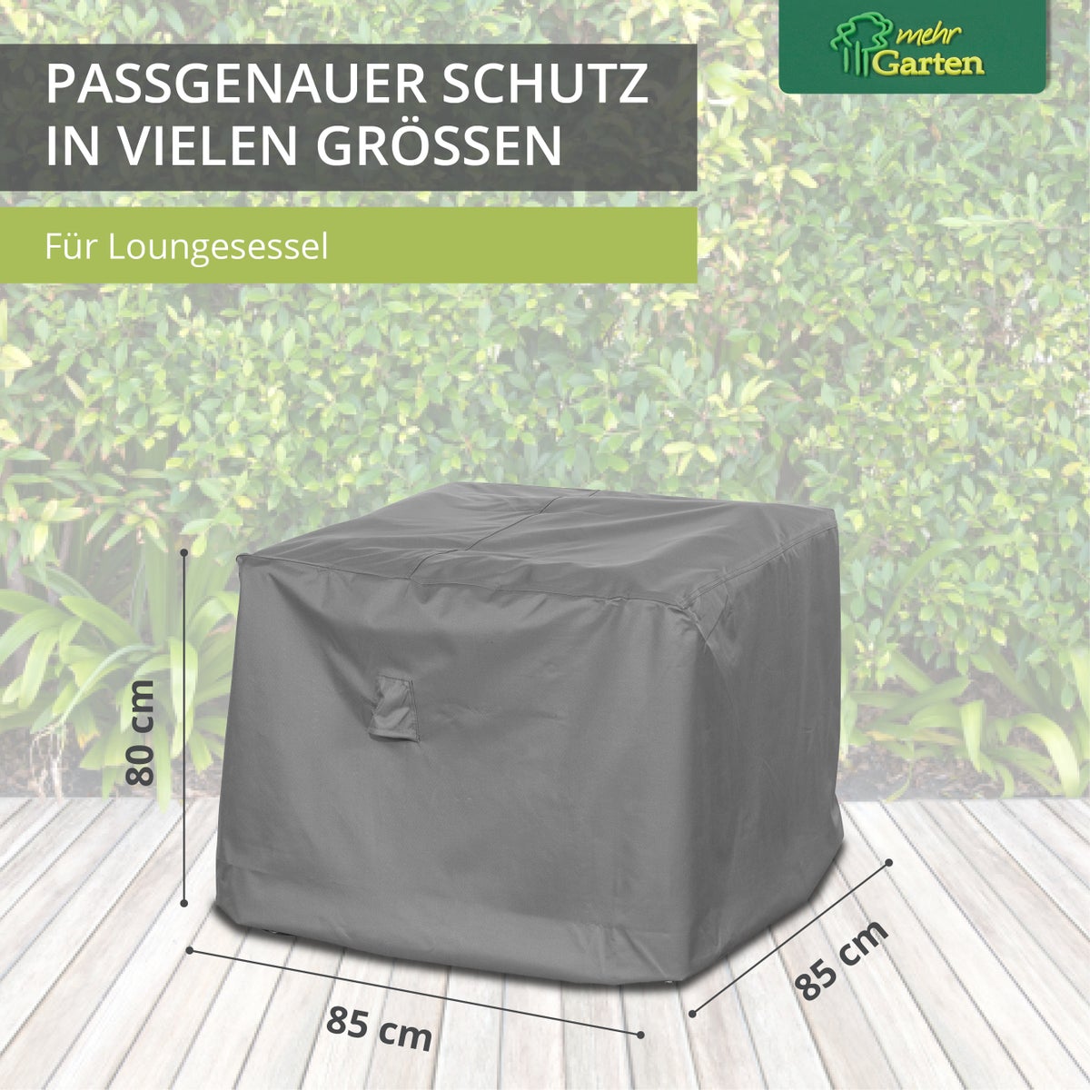 More Garden - Premium Lounge Chair Cover: 100(B) x 100(D) x 80(H) cm | Robuuste beschermhoes voor tuinstoelen | Waterdicht en weerbestendig van Oxford 600D stof | Lichtgrijs