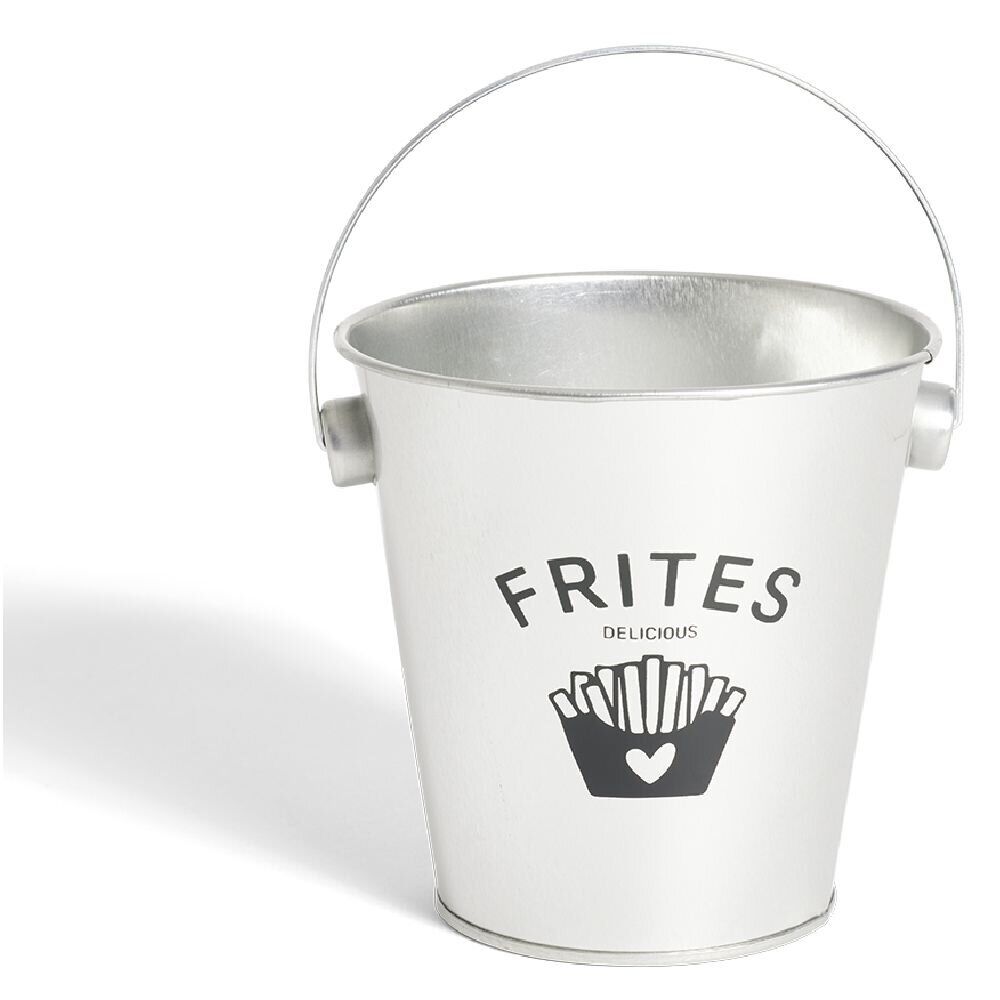 Seau à frites avec anse étain et inox gris Ø10,5xH7,5cm