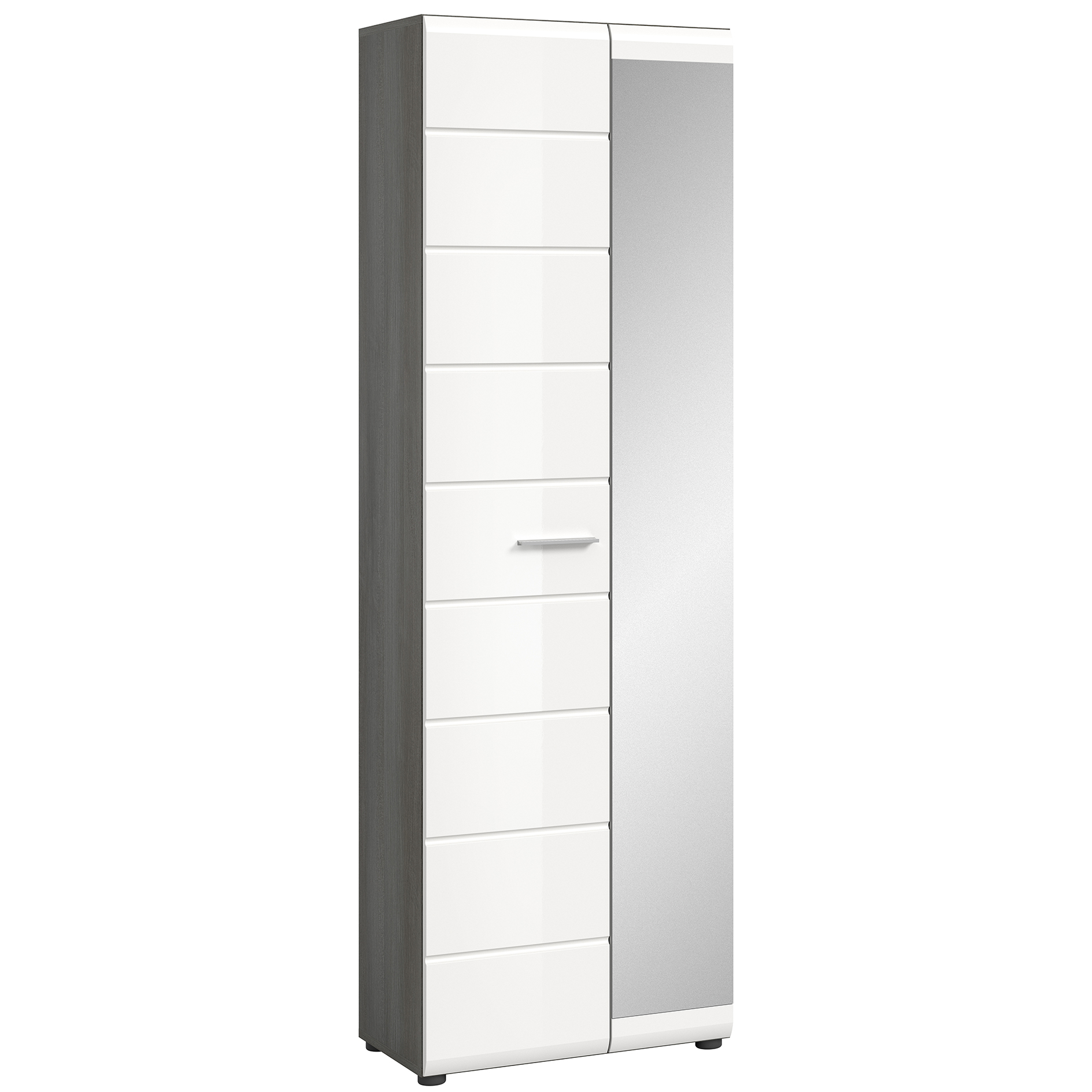 Garderobenschrank SALSA - rauchsilber-weiß Hochglanz - 60 cm