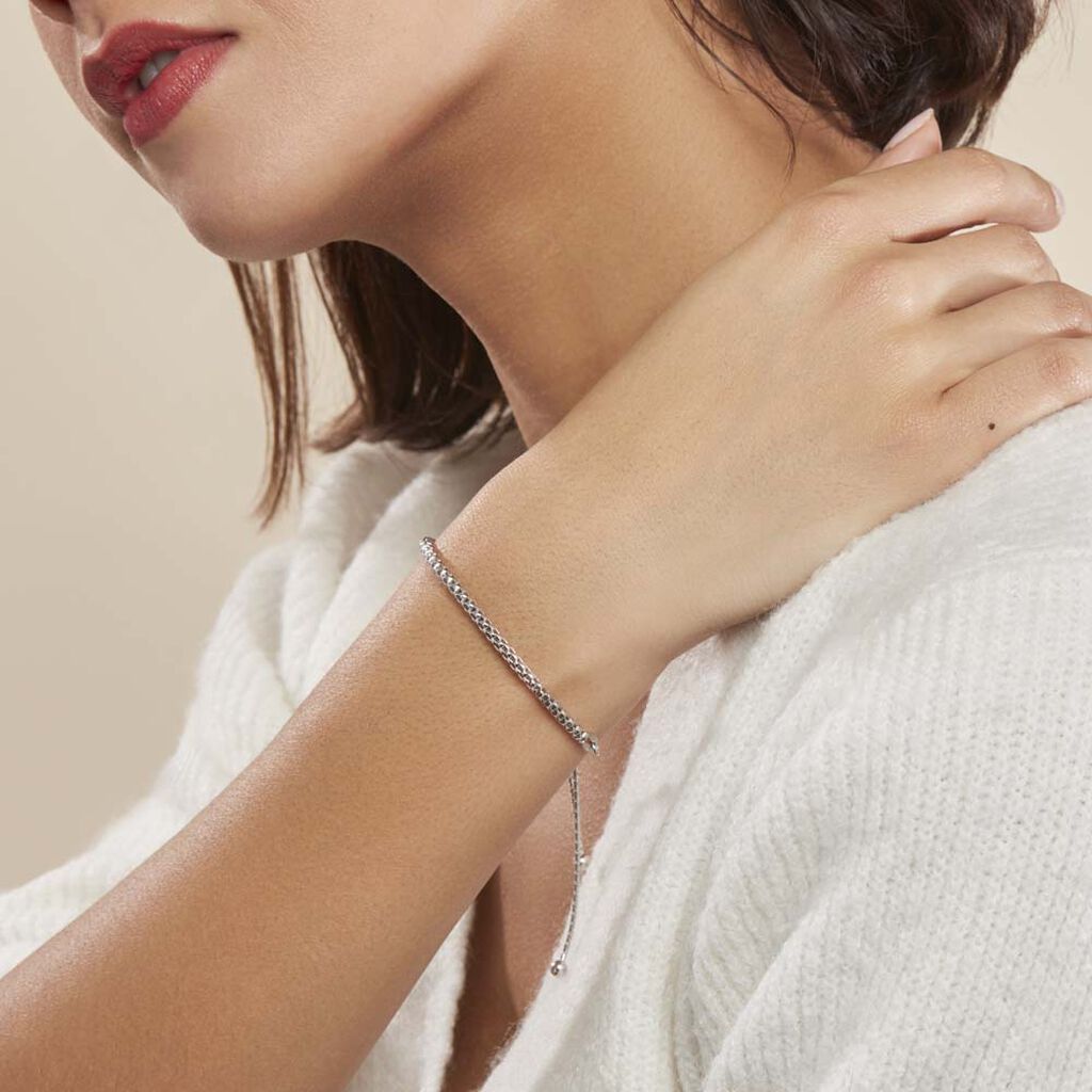 Bracelet Nahila Maille Popcorn Argent Blanc