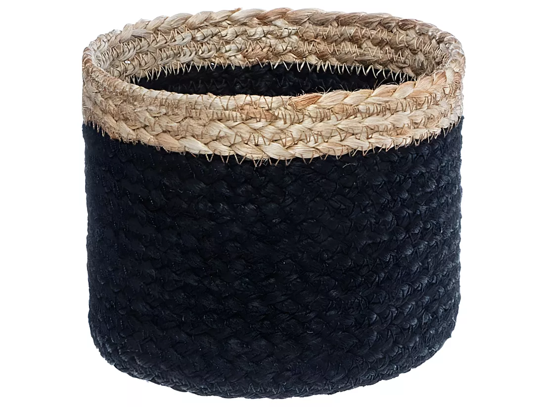 Set de 3 Paniers de rangement en Jute Beige et Noir