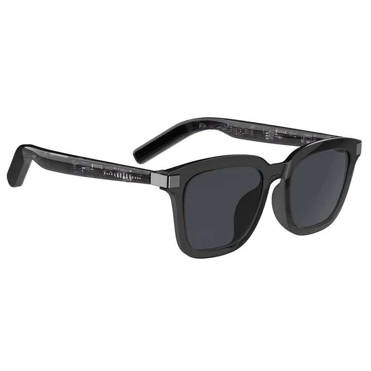BT 5.3 Sonnenbrille Smart Kopfhörer Headset mit Mikrofon & Lautsprecher UV 400 & Blaulichtfilter / Audio-Streaming mit Versteckter Technik - Schwarz