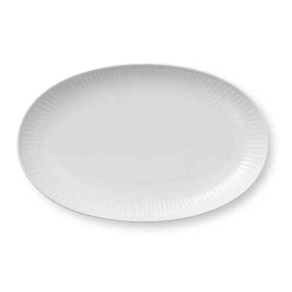 Royal Copenhagen  Hvid Riflet asiet - 23 cm.
