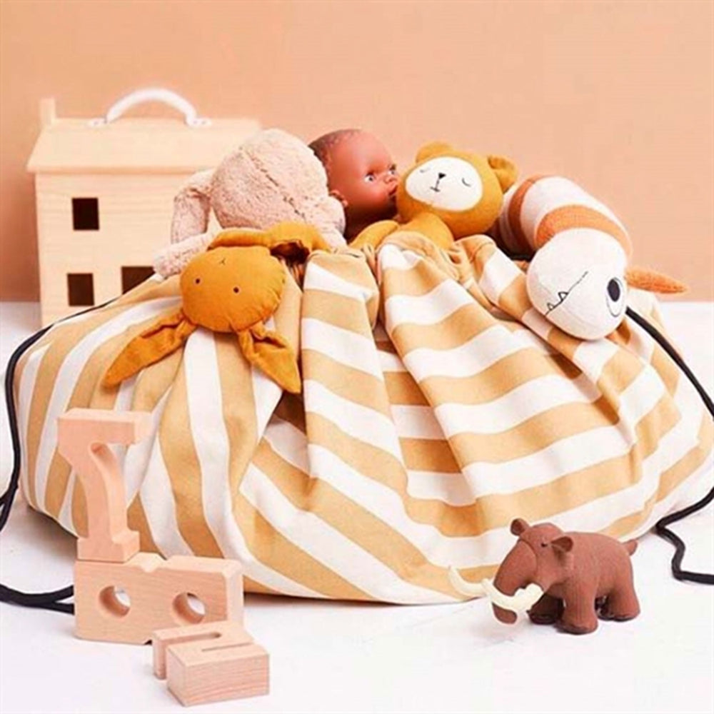 2-i-1 Legetæppe Stripes mustard - Play&Go