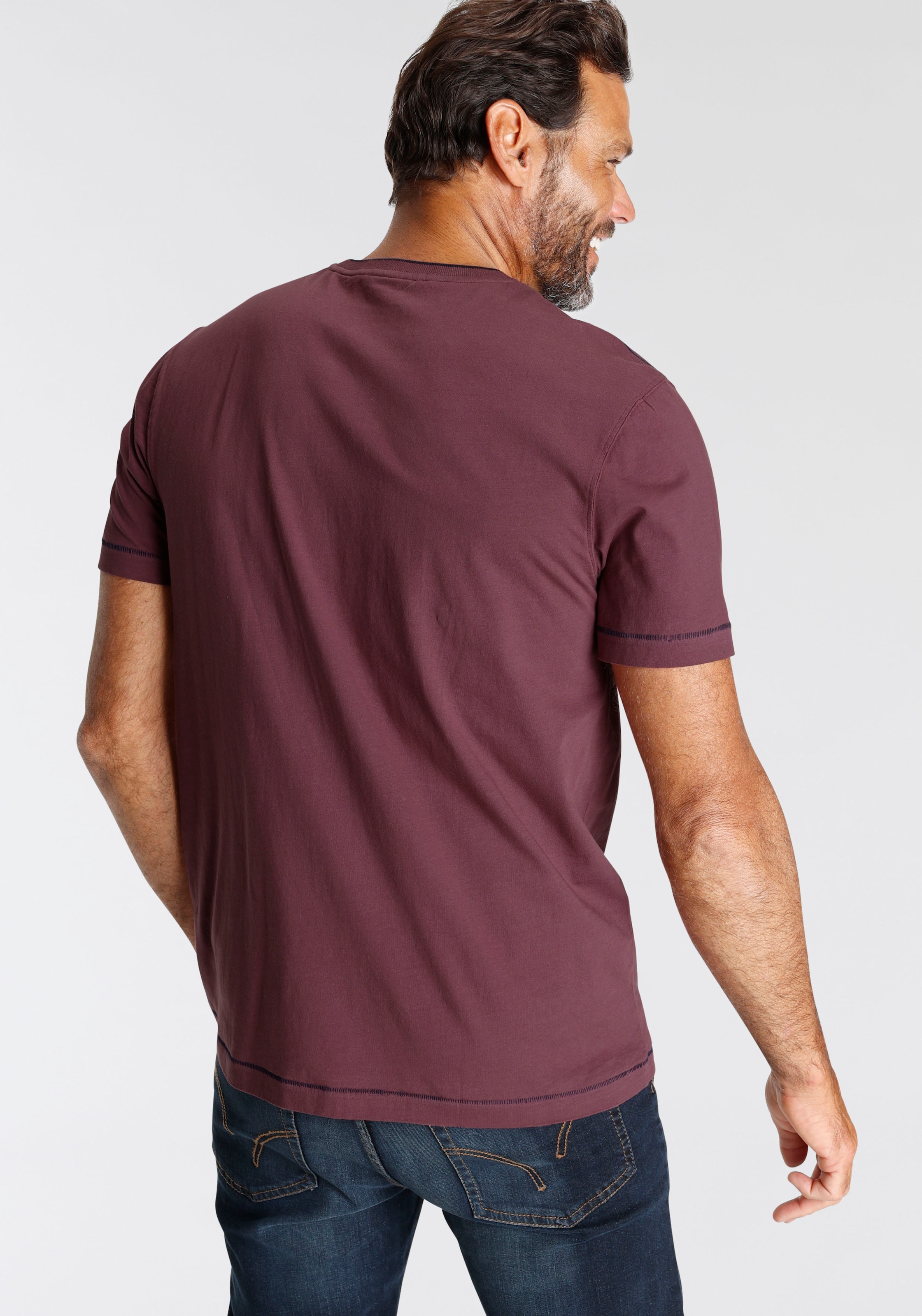 Man's World T-Shirt , Kurzarm,  lässiger Print,  aus Baumwolle