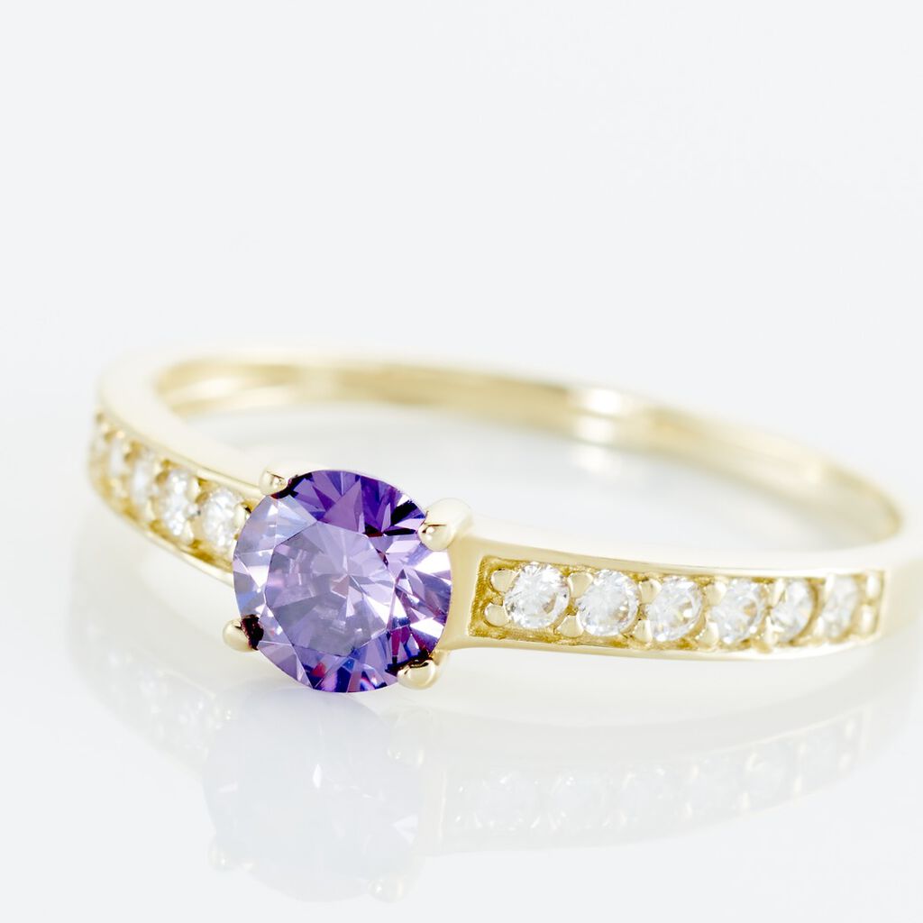 Bague Carrol Or Jaune Améthyste Oxyde De Zirconium